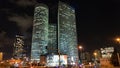 Skyscrapers at night city, Azrieli center, Tel-Aviv, Israel Royalty Free Stock Photo