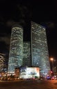 Skyscrapers at night city, Azrieli center, Tel-Aviv, Israel Royalty Free Stock Photo