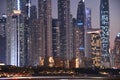 Skyscrapers at Night (Marina and JBR) in Dubai, UAE
