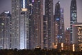 Skyscrapers at Night (Marina and JBR) in Dubai, UAE