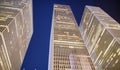 Skyscrapers night view from the street, Manhattan