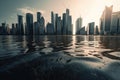 skyscrapers are now partially or fully submerged underwater, a stark reminder of the ongoing impact of climate change
