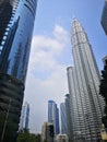 Skyscrapers and the Petronas twin towers, KLCC, in Kuala Lumpur, Malaysia Royalty Free Stock Photo