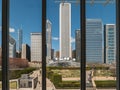 Skyscrapers and Pritzker Pavilion viewed from inside Chicago Art