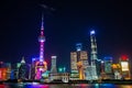 Skyscrapers at Shanghai bund at night Royalty Free Stock Photo