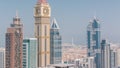 Skyscrapers on Sheikh Zayed Road and DIFC timelapse in Dubai, UAE. Royalty Free Stock Photo