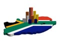 Skyscrapers on South Africa map flag Royalty Free Stock Photo