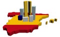 Skyscrapers on Spain map flag Royalty Free Stock Photo