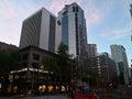 Skyscrapers at sunset - Seattle Royalty Free Stock Photo