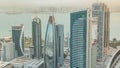 Skyscrapers before sunset timelapse in the skyline of commercial center of Doha, the capital Qatar Royalty Free Stock Photo