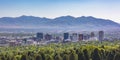 Skyscrapers towering above trees in Salt Lake City