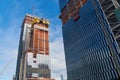 Skyscrapers under construction in New York city at daytime. Royalty Free Stock Photo