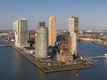 Skyscrapers at the Wilhelminakade Kop van Zuid in Rotterdam aerial view