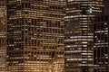 Skyscrapers windows at the night in New York City Royalty Free Stock Photo