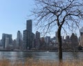 Skyscrapes in Midtown Manhattan along the East River viewed from Roosevelt Island Royalty Free Stock Photo