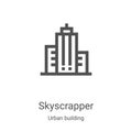 Skyscrapper icon vector from urban building collection. Thin line Skyscrapper outline icon vector illustration. Linear symbol for