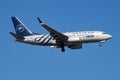 Skyteam TAROM Boeing 737-700 YR-BGF passenger plane arrival and landing at Istanbul Ataturk Airport Royalty Free Stock Photo