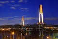 Skytrain bridge at blue hour Royalty Free Stock Photo