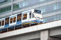 Skytrain in city Amsterdam. Passenger train in Netherlands Royalty Free Stock Photo