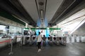 Skytrain passengers at entrance gate in BTS Bearing Station Royalty Free Stock Photo