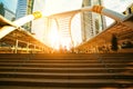 Skywalk bridge landmark of bangkok citylife and business center district in thailand capital