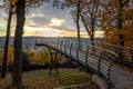 Skywalk Nordpark Wuppertal at sunrise in autumn