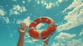 Skyward Life Preserver: Conceptual Image of Throwing a Lifesaver to the Rescue Royalty Free Stock Photo