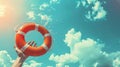 Skyward Life Preserver: Conceptual Image of Throwing a Lifesaver to the Rescue Royalty Free Stock Photo