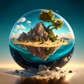 Skyward Sanctuary: Hyperrealistic Floating Island Oasis