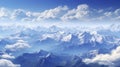 Skyward Summits. The Majesty of Snow-Capped Peaks Amidst Cloudy Canvases. Generative AI
