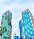 Skyward view of Singapore skyscrapers