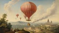 Skyward Voyage: Mongolfier Brothers\' Historic Hot Air Balloon Ascent