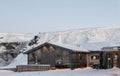 SkÃÂ³gafoss Hotel and Waterfall Iceland Royalty Free Stock Photo