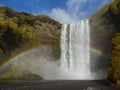 SkÃÂ³gafoss - Waterfall and rainbow in iceland Royalty Free Stock Photo
