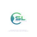 SL Initial letter circular line logo template vector with gradient color blend