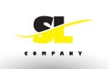 SL S L Black and Yellow Letter Logo with Swoosh.