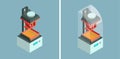 SLA 3d printer. Vector isometric icons Royalty Free Stock Photo