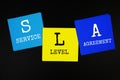 SLA - Service Level Agreement acronym text on sticky note on black background Royalty Free Stock Photo