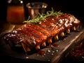 Slab of BBQ spare ribs with herbs Royalty Free Stock Photo