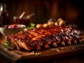 Slab of BBQ spare ribs with herbs Royalty Free Stock Photo