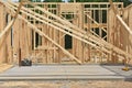 Residential home construction is framed Royalty Free Stock Photo