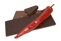 Slab Chocolate And Red Pepper Isolated