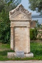 Slab in garden of Hierapolis Museum with signature: Hellenistic grave stele, necropolis, 2ndcentury AD. Pamukkale