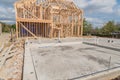 Slab on grade foundation concrete for timber frame house in USA