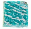 slab of rough amazonite (amazon) stone on white