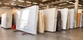 Slabs of granite in a storage warehouse Royalty Free Stock Photo