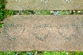 Slabs, pavement, cement stone with heart shapes