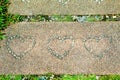 Slabs, pavement, cement stone with heart shapes Royalty Free Stock Photo
