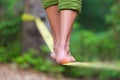 Slack line in the nature. Royalty Free Stock Photo