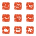 Slacker icons set, grunge style